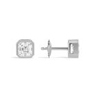 Jolie Asscher Bezel Solitaire Diamond Stud Earrings in 14K White Gold second product view