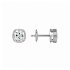 Jolie Cushion Bezel Solitaire Lab-Grown Diamond Stud Earrings in 14K White Gold, alternate product view
