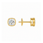 Jolie Cushion Bezel Solitaire Lab-Grown Diamond Stud Earrings in 18K Yellow Gold, alternate product view