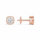 Jolie Cushion Bezel Solitaire Diamond Stud Earrings in 14K Rose Gold second product view