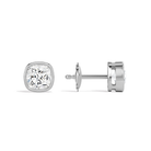 Jolie Cushion Bezel Solitaire Diamond Stud Earrings in Platinum second product view