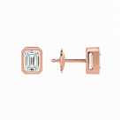 Jolie Emerald Bezel Solitaire Lab-Grown Diamond Stud Earrings in 14K Rose Gold, alternate product view