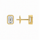 Jolie Emerald Bezel Solitaire Lab-Grown Diamond Stud Earrings in 18K Yellow Gold, alternate product view