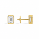 Jolie Emerald Bezel Solitaire Diamond Stud Earrings in 14K Yellow Gold second product view