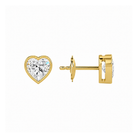 Jolie Heart Bezel Solitaire Lab-Grown Diamond Stud Earrings in 14K Yellow Gold, alternate product view