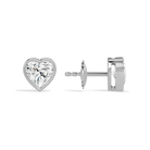 Jolie Heart Bezel Solitaire Diamond Stud Earrings in 18K White Gold second product view