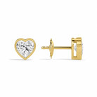 Jolie Heart Bezel Solitaire Diamond Stud Earrings in 18K Yellow Gold second product view