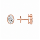 Jolie Oval Bezel Solitaire Lab-Grown Diamond Stud Earrings in 14K Rose Gold, alternate product view