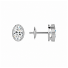 Jolie Oval Bezel Solitaire Lab-Grown Diamond Stud Earrings in 18K White Gold, alternate product view