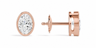 Jolie Oval Bezel Solitaire Diamond Stud Earrings in 14K Rose Gold second product view