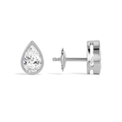 Jolie Pear Bezel Solitaire Diamond Stud Earrings in 14K White Gold second product view
