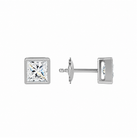 Jolie Princess Bezel Solitaire Lab-Grown Diamond Stud Earrings in 18K White Gold, alternate product view