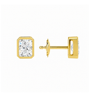 Jolie Radiant Bezel Solitaire Lab-Grown Diamond Stud Earrings in 14K Yellow Gold, alternate product view