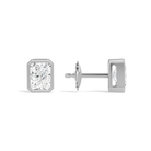 Jolie Radiant Bezel Solitaire Diamond Stud Earrings in 18K White Gold second product view