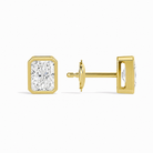 Jolie Radiant Bezel Solitaire Diamond Stud Earrings in 18K Yellow Gold second product view