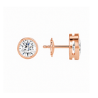 Jolie Round Bezel Solitaire Lab-Grown Diamond Stud Earrings in 14K Rose Gold, alternate product view
