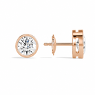 Jolie Round Bezel Solitaire Diamond Stud Earrings in 14K Rose Gold second product view