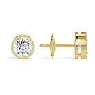 Jolie Round Bezel Solitaire Diamond Stud Earrings in 18K Yellow Gold second product view