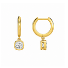 Giselle Cushion Bezel Drop Huggie Hoop Lab-Grown Diamond Earrings in 14K Yellow Gold, alternate product view