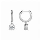 Giselle Cushion Bezel Drop Huggie Hoop Lab-Grown Diamond Earrings in Platinum, alternate product view