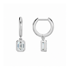 Giselle Emerald Bezel Drop Huggie Hoop Lab-Grown Diamond Earrings in 18K White Gold, alternate product view
