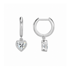 Giselle Heart Bezel Drop Huggie Hoop Lab-Grown Diamond Earrings in Platinum, alternate product view