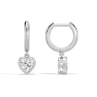 Giselle Heart Bezel Drop Huggie Hoop Diamond Earrings in Platinum second product view