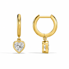 Giselle Heart Bezel Drop Huggie Hoop Diamond Earrings in 18K Yellow Gold second product view