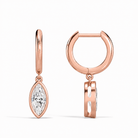 Giselle Marquise Bezel Drop Huggie Hoop Diamond Earrings in 14K Rose Gold second product view