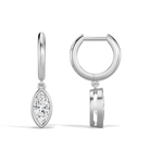 Giselle Marquise Bezel Drop Huggie Hoop Diamond Earrings in 18K White Gold second product view