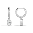 Giselle Oval Bezel Drop Huggie Hoop Diamond Earrings in Platinum second product view