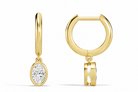 Giselle Oval Bezel Drop Huggie Hoop Diamond Earrings in 14K Yellow Gold second product view