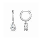 Giselle Pear Bezel Drop Huggie Hoop Lab-Grown Diamond Earrings in 14K White Gold, alternate product view