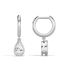 Giselle Pear Bezel Drop Huggie Hoop Diamond Earrings in 14K White Gold second product view