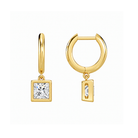 Giselle Princess Bezel Drop Huggie Hoop Lab-Grown Diamond Earrings in 14K Yellow Gold, alternate product view
