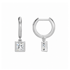 Giselle Princess Bezel Drop Huggie Hoop Lab-Grown Diamond Earrings in 18K White Gold, alternate product view