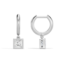 Giselle Princess Bezel Drop Huggie Hoop Diamond Earrings in 14K White Gold second product view