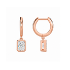 Giselle Radiant Bezel Drop Huggie Hoop Lab-Grown Diamond Earrings in 14K Rose Gold, alternate product view