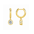Giselle Round Bezel Drop Huggie Hoop Lab-Grown Diamond Earrings in 18K Yellow Gold, alternate product view