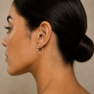 Kallista Graduated Open Hoop Lab-Grown Diamond Earrings in 14K Rose Gold, worn on ear