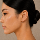 Quinn Inside-Out Hoop Lab-Grown Diamond Earrings in 14K White Gold, worn on ear