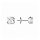 Seren Asscher Halo Lab-Grown Diamond Stud Earrings in 14K White Gold, alternate product view