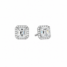 Seren Asscher Halo Lab-Grown Diamond Stud Earrings in 18K White Gold, front view