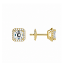 Seren Asscher Halo Lab-Grown Diamond Stud Earrings in 18K Yellow Gold, alternate product view