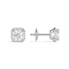 Seren Asscher Halo Diamond Stud Earrings in 14K White Gold second product view