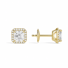 Seren Asscher Halo Diamond Stud Earrings in 18K Yellow Gold second product view