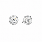 Seren Cushion Halo Lab-Grown Diamond Stud Earrings in 14K White Gold, front view