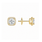 Seren Cushion Halo Lab-Grown Diamond Stud Earrings in 14K Yellow Gold, alternate product view