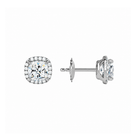 Seren Cushion Halo Lab-Grown Diamond Stud Earrings in Platinum, alternate product view