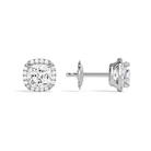 Seren Cushion Halo Diamond Stud Earrings in 14K White Gold second product view